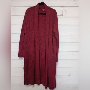 Barefoot Dreams Deep Red Open Front Cozychic Lite Knit Cardigan